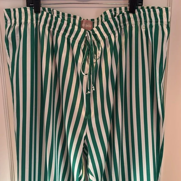 Show Me Your MuMu Classic PJ Pants in spearmint stripe - green & white - Picture 2 of 14